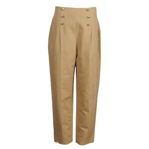 Sandro High-Waist Sailor Trousers in Camel